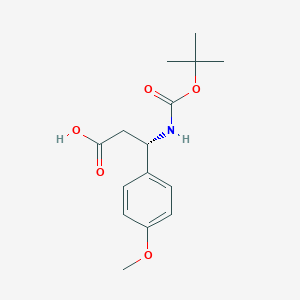molecular formula C15H21NO5 B068601 (S)-3-((tert-Butoxycarbonyl)amino)-3-(4-methoxyphenyl)propanoic acid CAS No. 159990-12-2