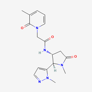 molecular formula C17H21N5O3 B6860165 N-[(2R,3R)-1-methyl-2-(2-methylpyrazol-3-yl)-5-oxopyrrolidin-3-yl]-2-(3-methyl-2-oxopyridin-1-yl)acetamide 