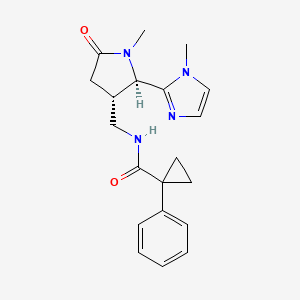 molecular formula C20H24N4O2 B6860192 N-[[(2R,3S)-1-methyl-2-(1-methylimidazol-2-yl)-5-oxopyrrolidin-3-yl]methyl]-1-phenylcyclopropane-1-carboxamide 