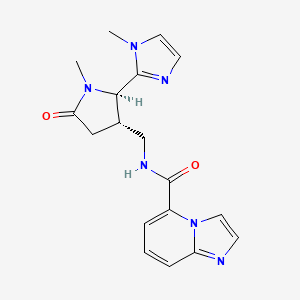 molecular formula C18H20N6O2 B6860194 N-[[(2R,3S)-1-methyl-2-(1-methylimidazol-2-yl)-5-oxopyrrolidin-3-yl]methyl]imidazo[1,2-a]pyridine-5-carboxamide 