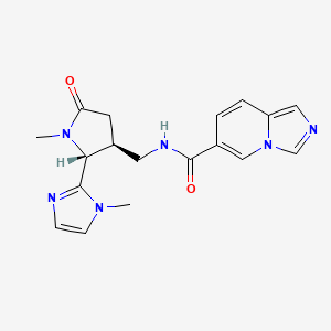 molecular formula C18H20N6O2 B6860201 N-[[(2R,3S)-1-methyl-2-(1-methylimidazol-2-yl)-5-oxopyrrolidin-3-yl]methyl]imidazo[1,5-a]pyridine-6-carboxamide 