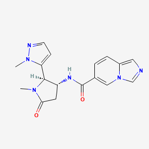 molecular formula C17H18N6O2 B6860210 N-[(2R,3R)-1-methyl-2-(2-methylpyrazol-3-yl)-5-oxopyrrolidin-3-yl]imidazo[1,5-a]pyridine-6-carboxamide 