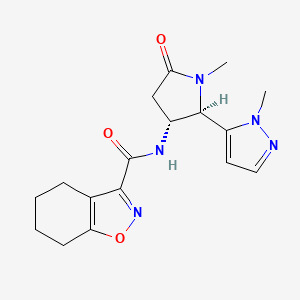 molecular formula C17H21N5O3 B6860225 N-[(2R,3R)-1-methyl-2-(2-methylpyrazol-3-yl)-5-oxopyrrolidin-3-yl]-4,5,6,7-tetrahydro-1,2-benzoxazole-3-carboxamide 