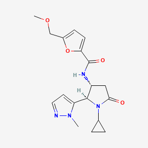 molecular formula C18H22N4O4 B6860264 N-[(2R,3R)-1-cyclopropyl-2-(2-methylpyrazol-3-yl)-5-oxopyrrolidin-3-yl]-5-(methoxymethyl)furan-2-carboxamide 