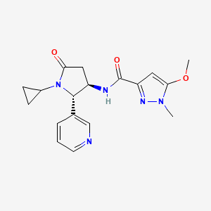 molecular formula C18H21N5O3 B6860403 N-[(2S,3R)-1-cyclopropyl-5-oxo-2-pyridin-3-ylpyrrolidin-3-yl]-5-methoxy-1-methylpyrazole-3-carboxamide 