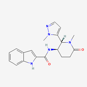 molecular formula C19H21N5O2 B6860437 N-[(2R,3R)-1-methyl-2-(2-methylpyrazol-3-yl)-6-oxopiperidin-3-yl]-1H-indole-2-carboxamide 