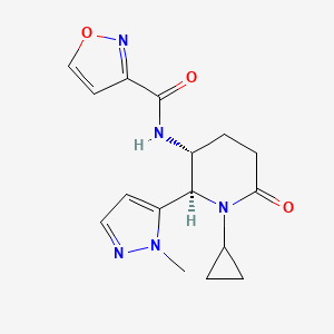 molecular formula C16H19N5O3 B6860446 N-[(2R,3R)-1-cyclopropyl-2-(2-methylpyrazol-3-yl)-6-oxopiperidin-3-yl]-1,2-oxazole-3-carboxamide 