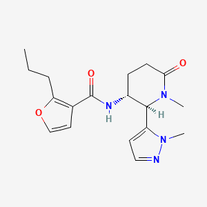 molecular formula C18H24N4O3 B6860494 N-[(2R,3R)-1-methyl-2-(2-methylpyrazol-3-yl)-6-oxopiperidin-3-yl]-2-propylfuran-3-carboxamide 