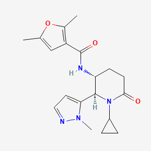 molecular formula C19H24N4O3 B6860541 N-[(2R,3R)-1-cyclopropyl-2-(2-methylpyrazol-3-yl)-6-oxopiperidin-3-yl]-2,5-dimethylfuran-3-carboxamide 