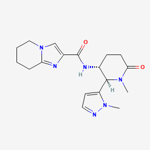 molecular formula C18H24N6O2 B6860559 N-[(2R,3R)-1-methyl-2-(2-methylpyrazol-3-yl)-6-oxopiperidin-3-yl]-5,6,7,8-tetrahydroimidazo[1,2-a]pyridine-2-carboxamide 