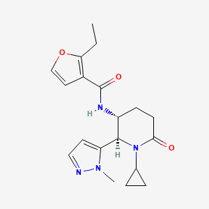molecular formula C19H24N4O3 B6860562 N-[(2R,3R)-1-cyclopropyl-2-(2-methylpyrazol-3-yl)-6-oxopiperidin-3-yl]-2-ethylfuran-3-carboxamide 
