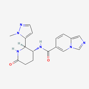 molecular formula C17H18N6O2 B6860567 N-[(2R,3R)-2-(2-methylpyrazol-3-yl)-6-oxopiperidin-3-yl]imidazo[1,5-a]pyridine-6-carboxamide 