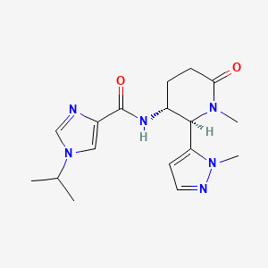 molecular formula C17H24N6O2 B6860572 N-[(2R,3R)-1-methyl-2-(2-methylpyrazol-3-yl)-6-oxopiperidin-3-yl]-1-propan-2-ylimidazole-4-carboxamide 