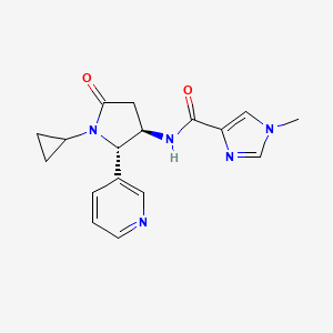 molecular formula C17H19N5O2 B6860585 N-[(2S,3R)-1-cyclopropyl-5-oxo-2-pyridin-3-ylpyrrolidin-3-yl]-1-methylimidazole-4-carboxamide 