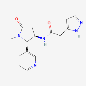 molecular formula C15H17N5O2 B6860597 N-[(2S,3R)-1-methyl-5-oxo-2-pyridin-3-ylpyrrolidin-3-yl]-2-(1H-pyrazol-5-yl)acetamide 