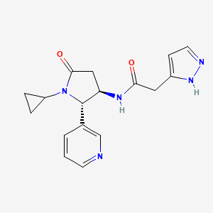 molecular formula C17H19N5O2 B6860615 N-[(2S,3R)-1-cyclopropyl-5-oxo-2-pyridin-3-ylpyrrolidin-3-yl]-2-(1H-pyrazol-5-yl)acetamide 
