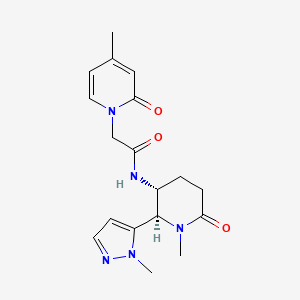 molecular formula C18H23N5O3 B6860627 N-[(2R,3R)-1-methyl-2-(2-methylpyrazol-3-yl)-6-oxopiperidin-3-yl]-2-(4-methyl-2-oxopyridin-1-yl)acetamide 