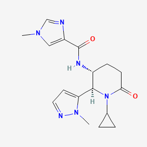 molecular formula C17H22N6O2 B6860639 N-[(2R,3R)-1-cyclopropyl-2-(2-methylpyrazol-3-yl)-6-oxopiperidin-3-yl]-1-methylimidazole-4-carboxamide 