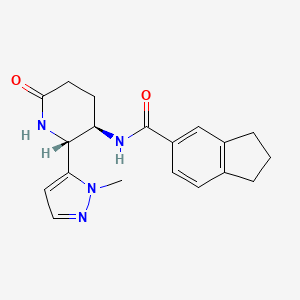 molecular formula C19H22N4O2 B6860711 N-[(2R,3R)-2-(2-methylpyrazol-3-yl)-6-oxopiperidin-3-yl]-2,3-dihydro-1H-indene-5-carboxamide 