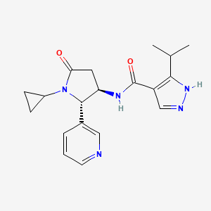 molecular formula C19H23N5O2 B6860810 N-[(2S,3R)-1-cyclopropyl-5-oxo-2-pyridin-3-ylpyrrolidin-3-yl]-5-propan-2-yl-1H-pyrazole-4-carboxamide 