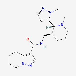 molecular formula C19H28N6O B6860861 N-[[(2R,3S)-1-methyl-2-(2-methylpyrazol-3-yl)piperidin-3-yl]methyl]-4,5,6,7-tetrahydropyrazolo[1,5-a]pyridine-3-carboxamide 