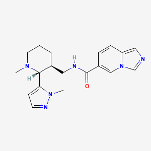 molecular formula C19H24N6O B6860862 N-[[(2R,3S)-1-methyl-2-(2-methylpyrazol-3-yl)piperidin-3-yl]methyl]imidazo[1,5-a]pyridine-6-carboxamide 