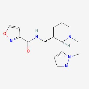 molecular formula C15H21N5O2 B6860891 N-[[(2R,3S)-1-methyl-2-(2-methylpyrazol-3-yl)piperidin-3-yl]methyl]-1,2-oxazole-3-carboxamide 