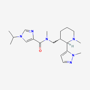 molecular formula C19H30N6O B6860916 N-methyl-N-[[(2R,3S)-1-methyl-2-(2-methylpyrazol-3-yl)piperidin-3-yl]methyl]-1-propan-2-ylimidazole-4-carboxamide 