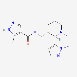 molecular formula C17H26N6O B6861130 N,5-dimethyl-N-[[(2R,3S)-1-methyl-2-(2-methylpyrazol-3-yl)piperidin-3-yl]methyl]-1H-pyrazole-4-carboxamide 