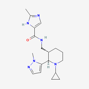 molecular formula C18H26N6O B6861138 N-[[(2R,3S)-1-cyclopropyl-2-(2-methylpyrazol-3-yl)piperidin-3-yl]methyl]-2-methyl-1H-imidazole-5-carboxamide 