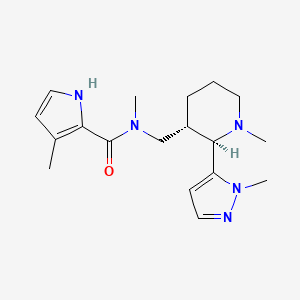 molecular formula C18H27N5O B6861183 N,3-dimethyl-N-[[(2R,3S)-1-methyl-2-(2-methylpyrazol-3-yl)piperidin-3-yl]methyl]-1H-pyrrole-2-carboxamide 
