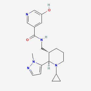 molecular formula C19H25N5O2 B6861199 N-[[(2R,3S)-1-cyclopropyl-2-(2-methylpyrazol-3-yl)piperidin-3-yl]methyl]-5-hydroxypyridine-3-carboxamide 