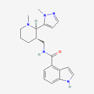 molecular formula C20H25N5O B6861259 N-[[(2R,3S)-1-methyl-2-(2-methylpyrazol-3-yl)piperidin-3-yl]methyl]-1H-indole-4-carboxamide 
