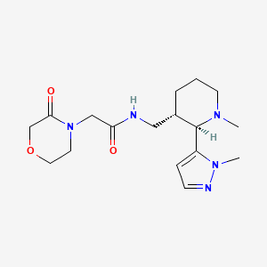 molecular formula C17H27N5O3 B6861270 N-[[(2R,3S)-1-methyl-2-(2-methylpyrazol-3-yl)piperidin-3-yl]methyl]-2-(3-oxomorpholin-4-yl)acetamide 