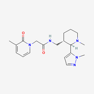 molecular formula C19H27N5O2 B6861276 N-[[(2R,3S)-1-methyl-2-(2-methylpyrazol-3-yl)piperidin-3-yl]methyl]-2-(3-methyl-2-oxopyridin-1-yl)acetamide 