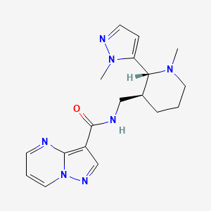 molecular formula C18H23N7O B6861321 N-[[(2R,3S)-1-methyl-2-(2-methylpyrazol-3-yl)piperidin-3-yl]methyl]pyrazolo[1,5-a]pyrimidine-3-carboxamide 