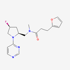 molecular formula C17H21FN4O2 B6861338 N-[[(2S,4S)-4-fluoro-1-pyrimidin-4-ylpyrrolidin-2-yl]methyl]-3-(furan-2-yl)-N-methylpropanamide 