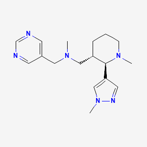 molecular formula C17H26N6 B6861369 N-methyl-1-[(2R,3S)-1-methyl-2-(1-methylpyrazol-4-yl)piperidin-3-yl]-N-(pyrimidin-5-ylmethyl)methanamine 