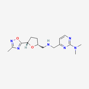 molecular formula C15H22N6O2 B6861382 N,N-dimethyl-4-[[[(2R,5S)-5-(3-methyl-1,2,4-oxadiazol-5-yl)oxolan-2-yl]methylamino]methyl]pyrimidin-2-amine 