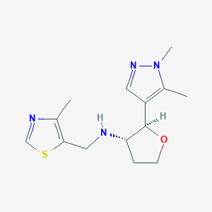 molecular formula C14H20N4OS B6861384 (2R,3S)-2-(1,5-dimethylpyrazol-4-yl)-N-[(4-methyl-1,3-thiazol-5-yl)methyl]oxolan-3-amine 