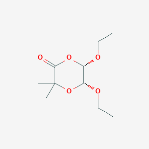 molecular formula C10H18O5 B068614 (5R,6S)-5,6-diethoxy-3,3-dimethyl-1,4-dioxan-2-one CAS No. 184761-16-8