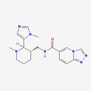 molecular formula C18H23N7O B6861447 N-[[(2R,3S)-1-methyl-2-(3-methylimidazol-4-yl)piperidin-3-yl]methyl]-[1,2,4]triazolo[4,3-a]pyridine-6-carboxamide 