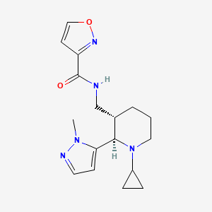 molecular formula C17H23N5O2 B6861452 N-[[(2R,3S)-1-cyclopropyl-2-(2-methylpyrazol-3-yl)piperidin-3-yl]methyl]-1,2-oxazole-3-carboxamide 