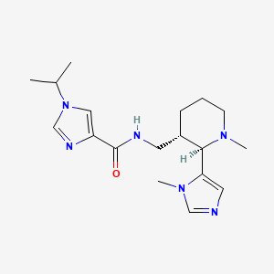 molecular formula C18H28N6O B6861458 N-[[(2R,3S)-1-methyl-2-(3-methylimidazol-4-yl)piperidin-3-yl]methyl]-1-propan-2-ylimidazole-4-carboxamide 