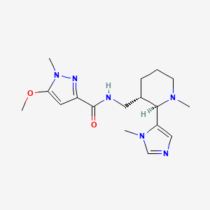 molecular formula C17H26N6O2 B6861485 5-methoxy-1-methyl-N-[[(2R,3S)-1-methyl-2-(3-methylimidazol-4-yl)piperidin-3-yl]methyl]pyrazole-3-carboxamide 