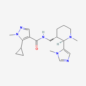 molecular formula C19H28N6O B6861497 5-cyclopropyl-1-methyl-N-[[(2R,3S)-1-methyl-2-(3-methylimidazol-4-yl)piperidin-3-yl]methyl]pyrazole-4-carboxamide 