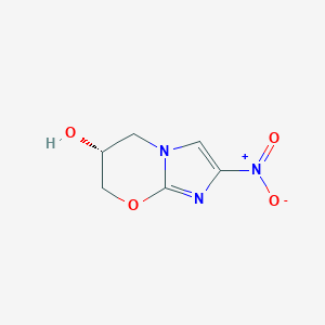molecular formula C6H7N3O4 B068615 (R)-2-Nitro-6,7-dihydro-5H-imidazo[2,1-b][1,3]oxazin-6-ol CAS No. 187235-13-8