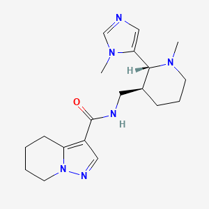 molecular formula C19H28N6O B6861516 N-[[(2R,3S)-1-methyl-2-(3-methylimidazol-4-yl)piperidin-3-yl]methyl]-4,5,6,7-tetrahydropyrazolo[1,5-a]pyridine-3-carboxamide 