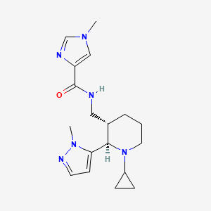 molecular formula C18H26N6O B6861540 N-[[(2R,3S)-1-cyclopropyl-2-(2-methylpyrazol-3-yl)piperidin-3-yl]methyl]-1-methylimidazole-4-carboxamide 