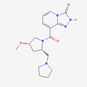 molecular formula C17H23N5O3 B6861592 8-[(2S,4S)-4-methoxy-2-(pyrrolidin-1-ylmethyl)pyrrolidine-1-carbonyl]-2H-[1,2,4]triazolo[4,3-a]pyridin-3-one 
